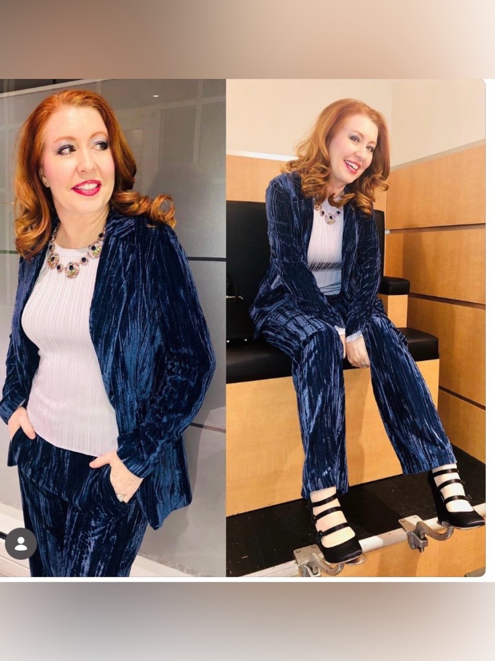 Gorgeous Navy Velvet Pant Suit-LIKE NEW